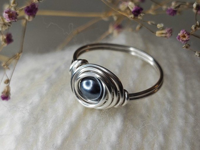 Bague Luna bleue grise