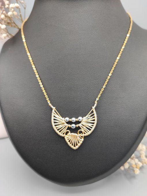 Collier  Éventail bleu gris